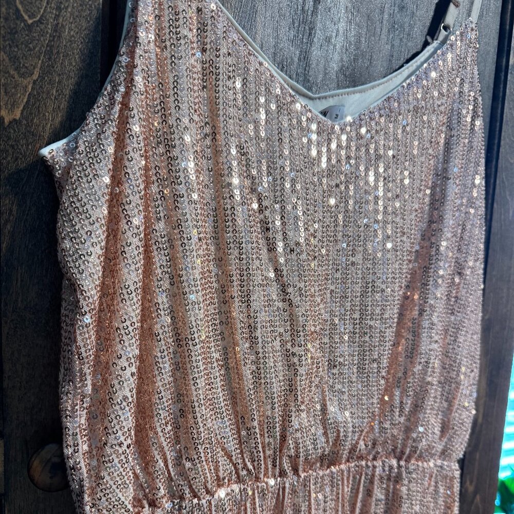 Light Pink Sequined Slip Dress (M) - Picture 6 of 7